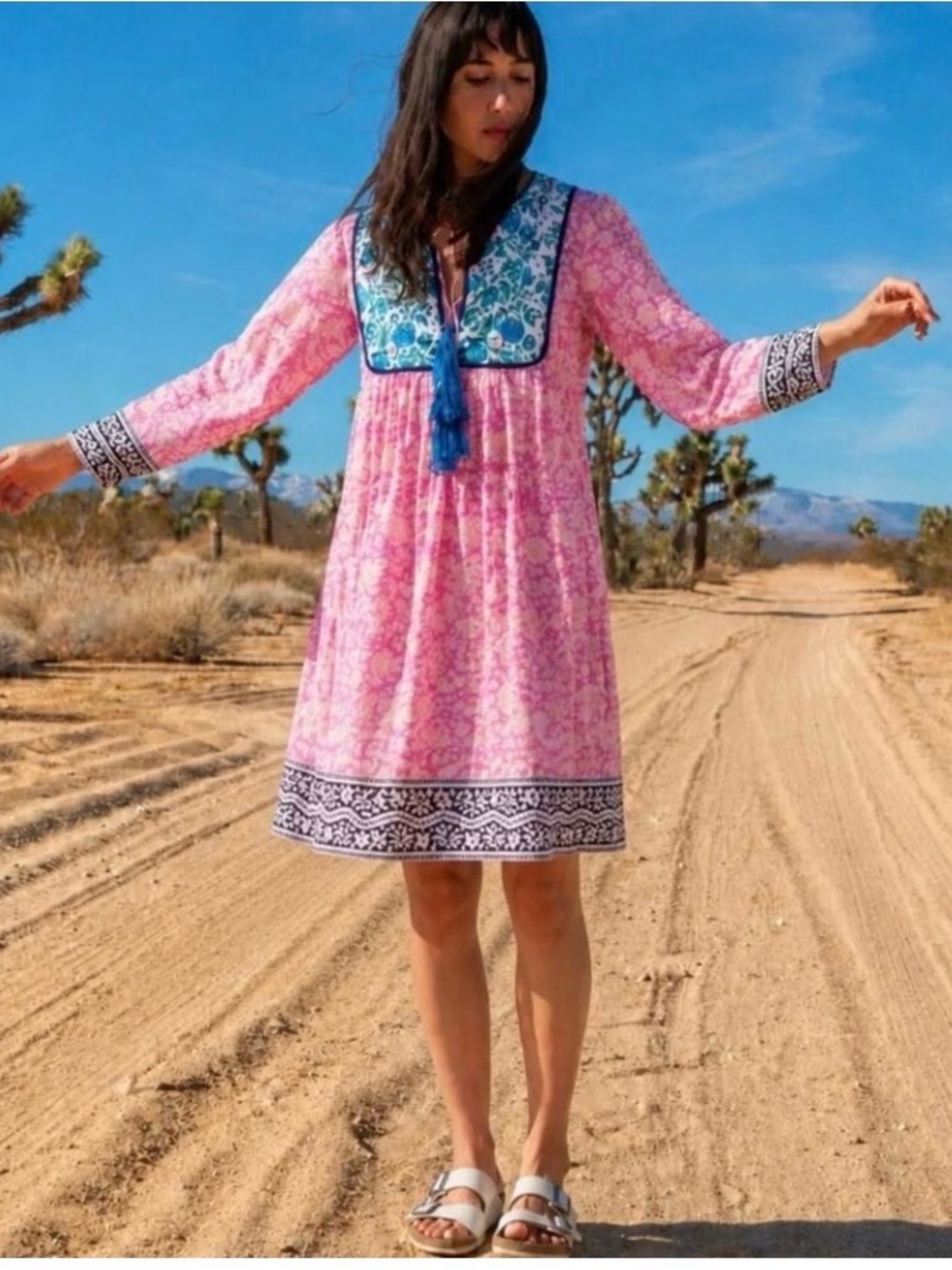SZ Blockprints Pink Kitty Mini Dress
